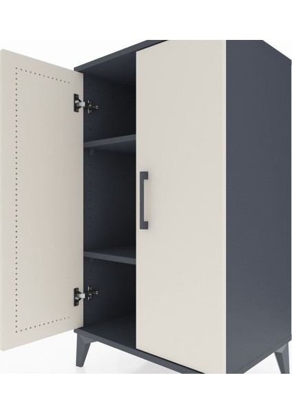 Hyperion Komodin 2 Raflı 2 Kapaklı 60X44X106 Antrasit-Aytaşı indirimleri