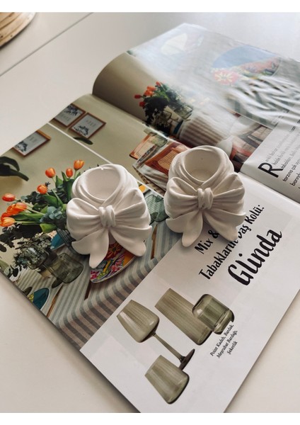 Beyaz Kurdele , Fiyonk Şeklinde Şamdanlık , Mumluk (1 Adet) Mum Tutucu fiyatları