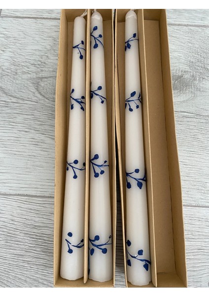 Mavi Çiçek Desenli El Çizimi Handmade Şamdan Kokulu Mum fırsatları