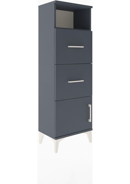 Arges Dolap Tek Raflı 2 Çekmeceli Tek Kapaklı 44X30X134 Antrasit-Antrasit fiyatları