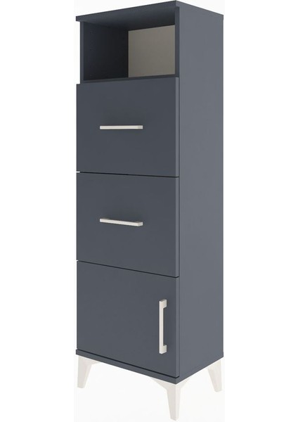 Arges Dolap Tek Raflı 2 Çekmeceli Tek Kapaklı 44X30X134 Antrasit-Antrasit modelleri