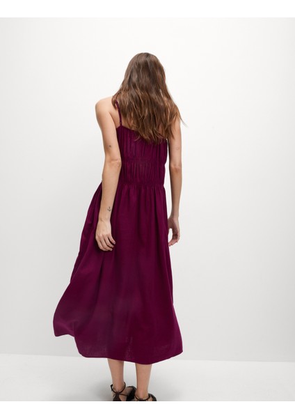 Keten Karışımlı Askılı Midaxi Elbise fırsatları