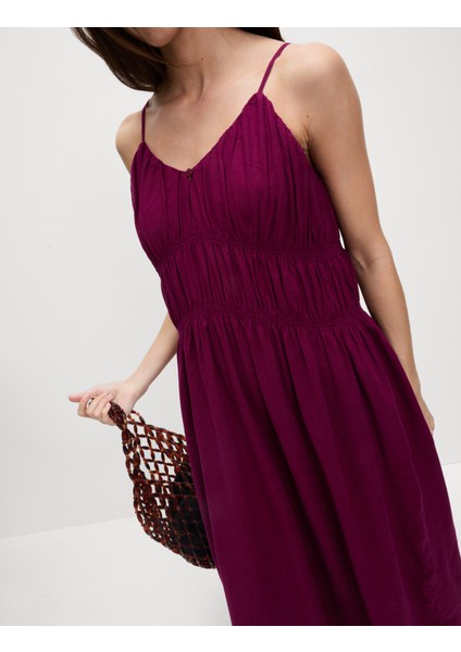 Keten Karışımlı Askılı Midaxi Elbise indirimleri