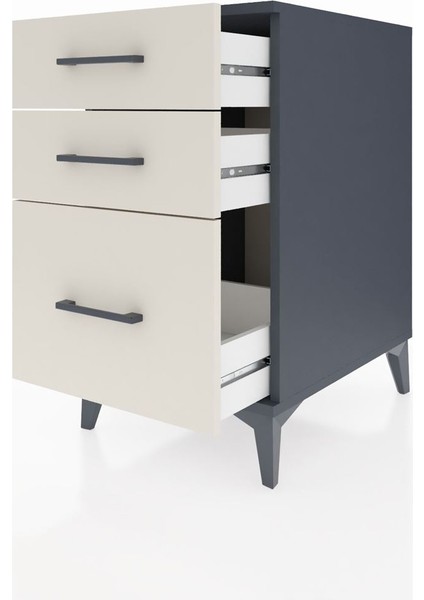 Kronos Komodin 3 Çekmeceli 44X59X80 Antrasit-Aytaşı fırsatları
