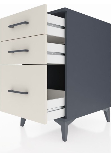 Kronos Komodin 3 Çekmeceli 44X59X80 Antrasit-Aytaşı indirimleri