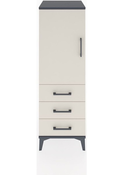 Hyperion Dolap 2 Raflı 3 Çekmeceli Tek Kapaklı 44X44X134 Antrasit-Aytaşı