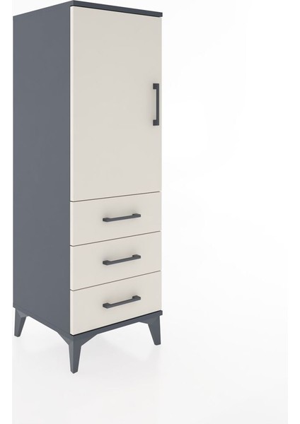 Hyperion Dolap 2 Raflı 3 Çekmeceli Tek Kapaklı 44X44X134 Antrasit-Aytaşı fiyatları