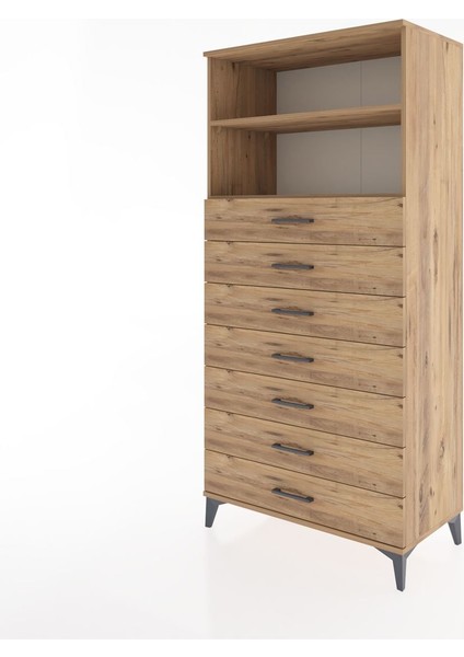 Hyperion Dolap 2 Raflı 7 Çekmeceli 88X44X182 Çam-Çam modelleri