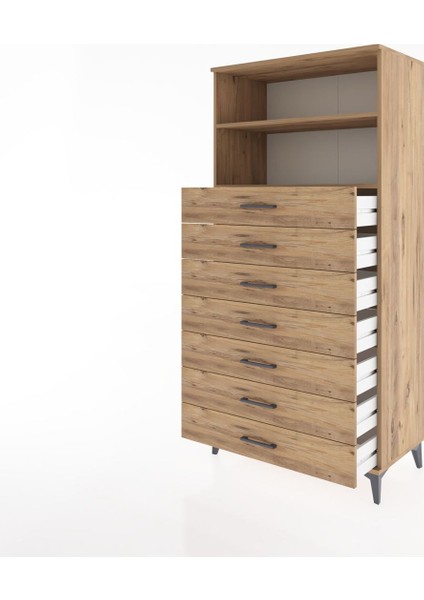 Hyperion Dolap 2 Raflı 7 Çekmeceli 88X44X182 Çam-Çam fırsatları