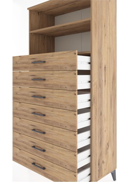 Hyperion Dolap 2 Raflı 7 Çekmeceli 88X44X182 Çam-Çam indirimleri