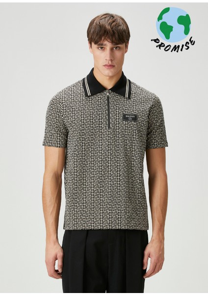 Siyah Beyaz Organik Pamuk Polo T-Shirt