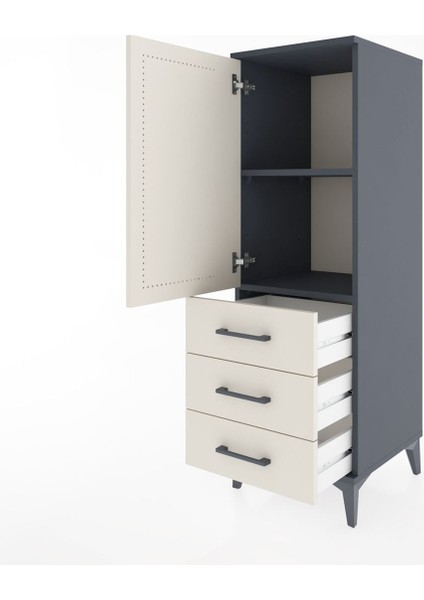 Hyperion Dolap 2 Raflı 3 Çekmeceli Tek Kapaklı 44X44X134 Antrasit-Aytaşı fırsatları