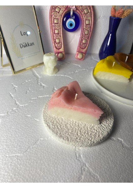 1 Adet Çilek Konsepli Çizkek Cheesecake Candle