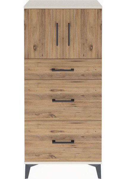 Arges Dolap Tek Raflı 3 Çekmeceli 2 Kapaklı 60X30X134 Aytaşı-Çam