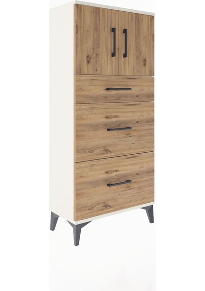 Arges Dolap Tek Raflı 3 Çekmeceli 2 Kapaklı 60X30X134 Aytaşı-Çam fiyatları