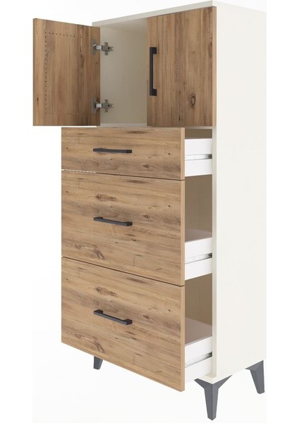 Arges Dolap Tek Raflı 3 Çekmeceli 2 Kapaklı 60X30X134 Aytaşı-Çam fırsatları