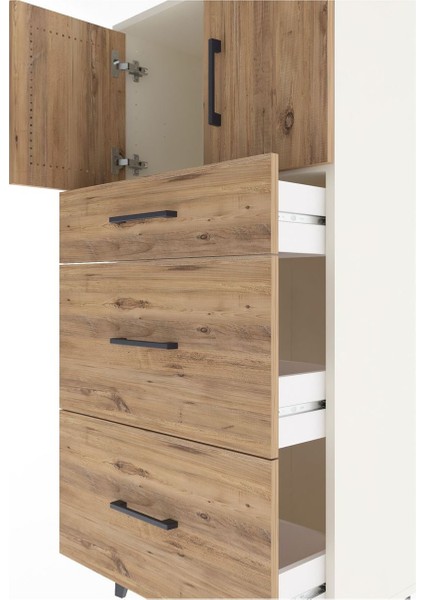 Arges Dolap Tek Raflı 3 Çekmeceli 2 Kapaklı 60X30X134 Aytaşı-Çam indirimleri