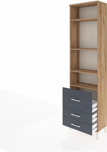 Arges Dolap 4 Raflı 3 Çekmeceli 60X30X221 Çam-Antrasit fırsatları