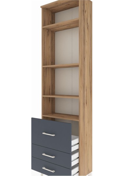 Arges Dolap 4 Raflı 3 Çekmeceli 60X30X221 Çam-Antrasit indirimleri