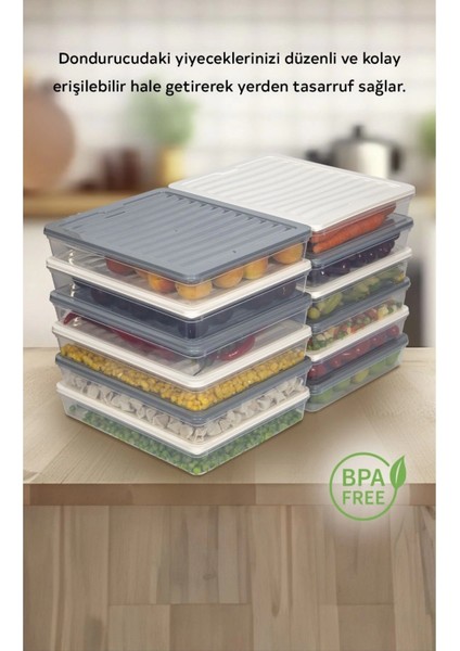 12'li Renkli Buzdolabı Düzenleyici Buzluk ve Mikrodalga Saklama Kabı 12X2400 ml modelleri