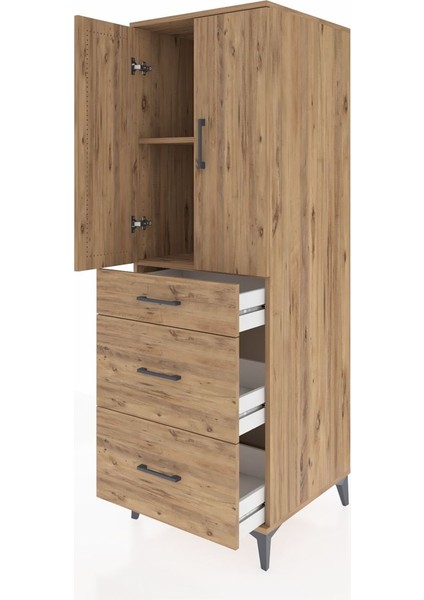 Kronos Dolap 2 Raflı 3 Çekmeceli 2 Kapaklı 60X59X182 Çam-Çam fırsatları