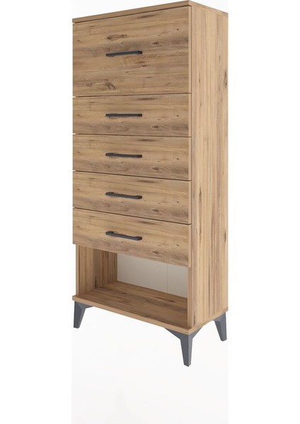 Arges Dolap 5 Çekmeceli 60X30X134 Çam-Çam modelleri