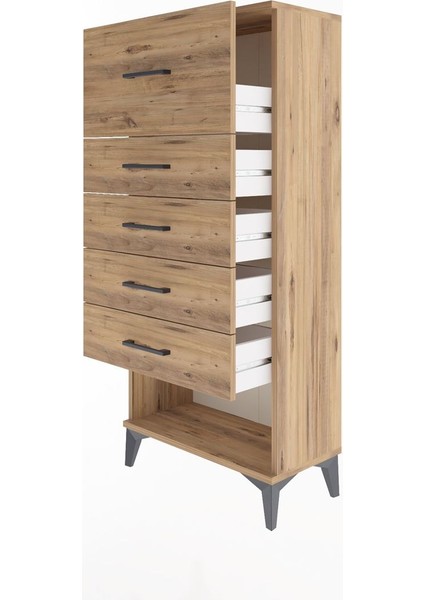Arges Dolap 5 Çekmeceli 60X30X134 Çam-Çam fırsatları