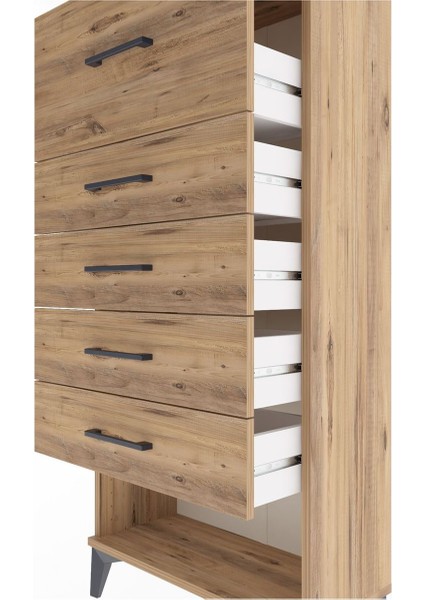 Arges Dolap 5 Çekmeceli 60X30X134 Çam-Çam indirimleri