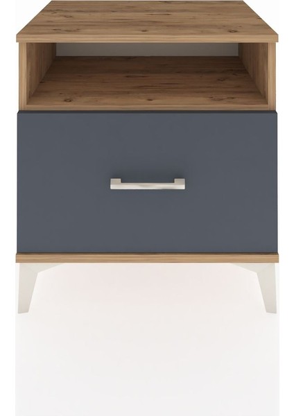 Hyperion Komodin Tek Raflı Tek Çekmeceli 60X44X64 Çam-Antrasit