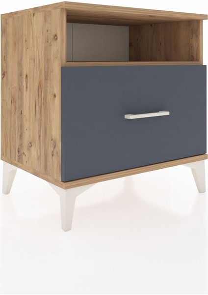 Hyperion Komodin Tek Raflı Tek Çekmeceli 60X44X64 Çam-Antrasit fiyatları