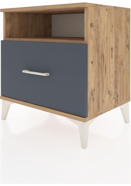 Hyperion Komodin Tek Raflı Tek Çekmeceli 60X44X64 Çam-Antrasit modelleri