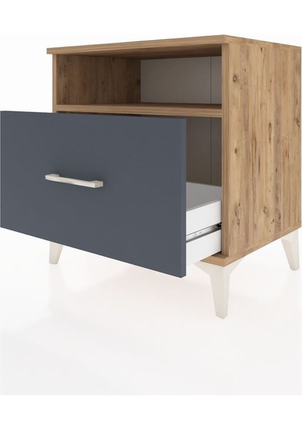 Hyperion Komodin Tek Raflı Tek Çekmeceli 60X44X64 Çam-Antrasit fırsatları