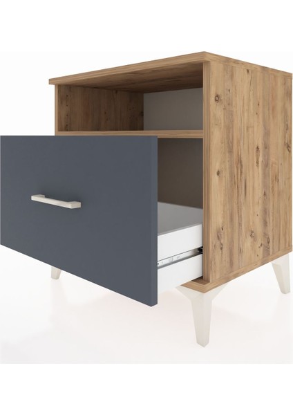 Hyperion Komodin Tek Raflı Tek Çekmeceli 60X44X64 Çam-Antrasit indirimleri