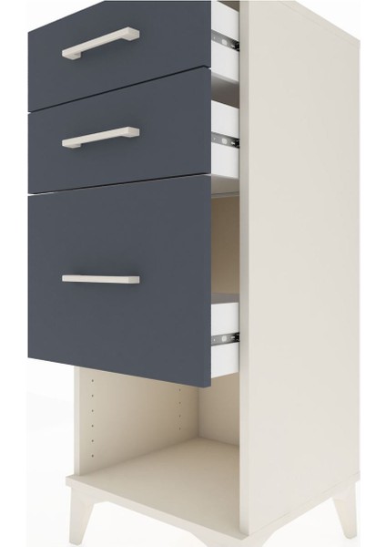 Hyperion Komodin 3 Çekmeceli 44X44X106 Aytaşı-Antrasit indirimleri