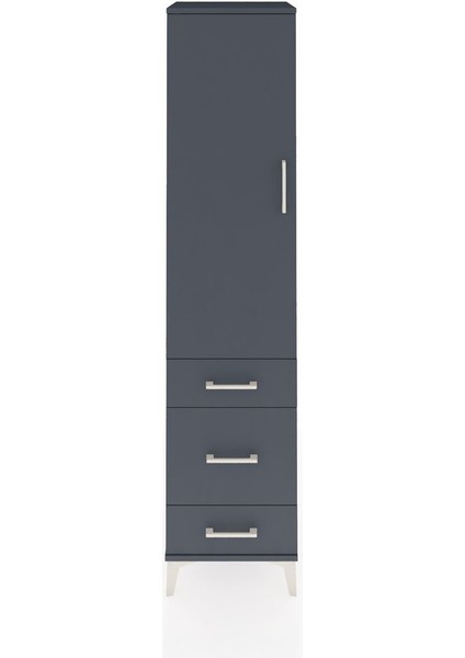 Hyperion Dolap 2 Raflı 3 Çekmeceli Tek Askılı 44X44X195 Antrasit-Antrasit