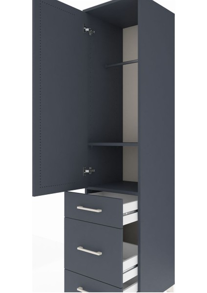 Hyperion Dolap 2 Raflı 3 Çekmeceli Tek Askılı 44X44X195 Antrasit-Antrasit indirimleri