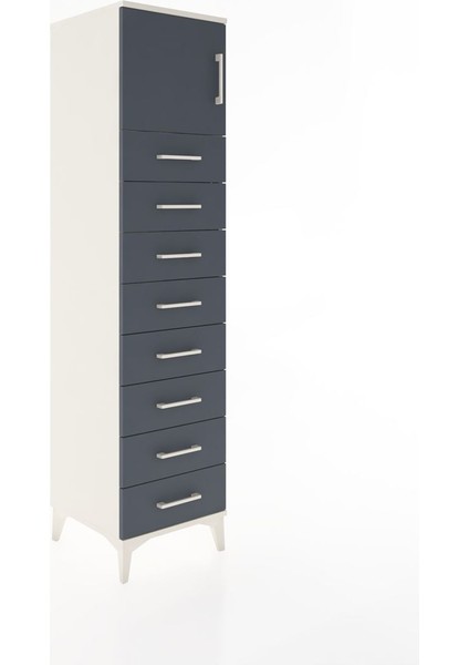 Hyperion Dolap Tek Raflı 8 Çekmeceli Tek Kapaklı 44X44X182 Aytaşı-Antrasit fiyatları