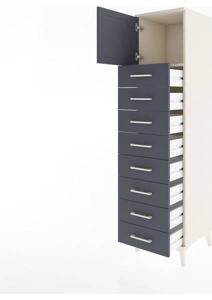 Hyperion Dolap Tek Raflı 8 Çekmeceli Tek Kapaklı 44X44X182 Aytaşı-Antrasit fırsatları