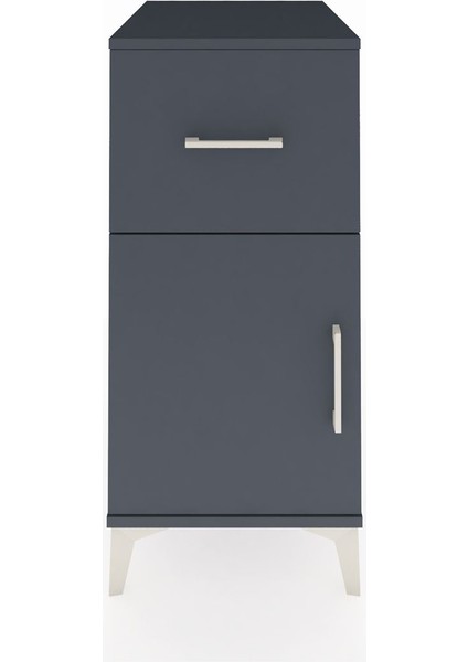 Kronos Komodin Tek Raflı Tek Çekmeceli Tek Kapaklı 44X59X96 Antrasit-Antrasit