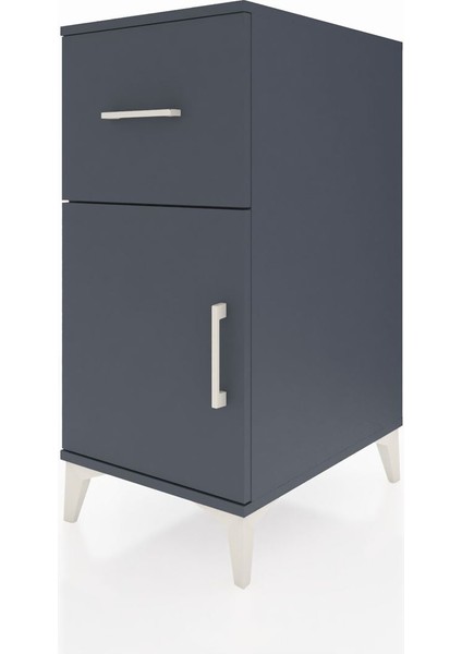 Kronos Komodin Tek Raflı Tek Çekmeceli Tek Kapaklı 44X59X96 Antrasit-Antrasit modelleri