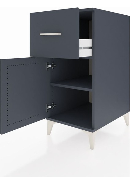 Kronos Komodin Tek Raflı Tek Çekmeceli Tek Kapaklı 44X59X96 Antrasit-Antrasit fırsatları