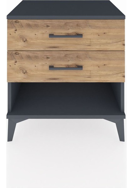 Hyperion Komodin 2 Çekmeceli 60X44X64 Antrasit-Çam