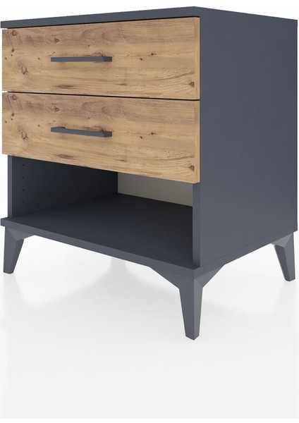 Hyperion Komodin 2 Çekmeceli 60X44X64 Antrasit-Çam modelleri