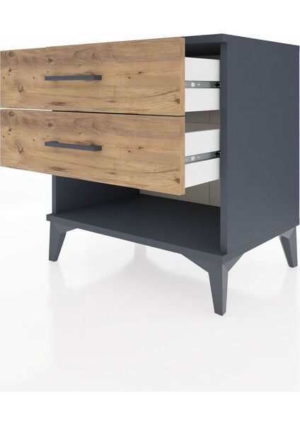 Hyperion Komodin 2 Çekmeceli 60X44X64 Antrasit-Çam fırsatları