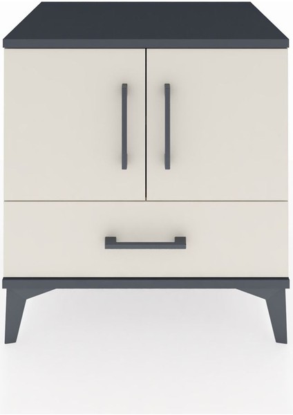 Hyperion Komodin 2 Raflı Tek Çekmeceli 2 Kapaklı 60X44X64 Antrasit-Aytaşı