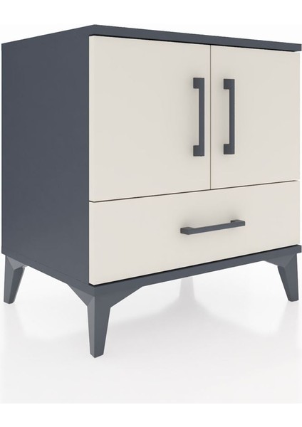 Hyperion Komodin 2 Raflı Tek Çekmeceli 2 Kapaklı 60X44X64 Antrasit-Aytaşı fiyatları