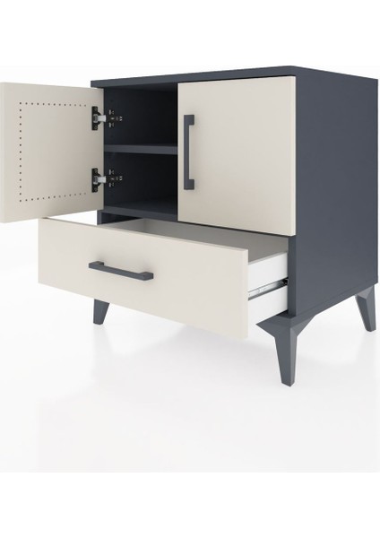 Hyperion Komodin 2 Raflı Tek Çekmeceli 2 Kapaklı 60X44X64 Antrasit-Aytaşı fırsatları