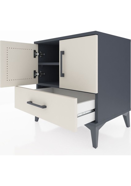Hyperion Komodin 2 Raflı Tek Çekmeceli 2 Kapaklı 60X44X64 Antrasit-Aytaşı indirimleri