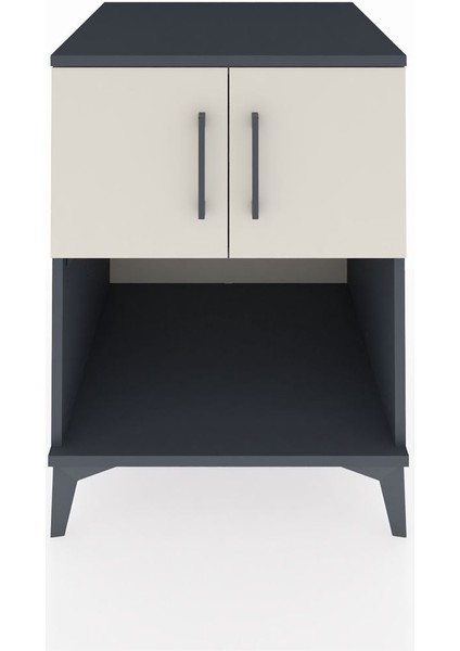 Kronos Komodin 2 Raflı 2 Kapaklı 60X59X80 Antrasit-Aytaşı