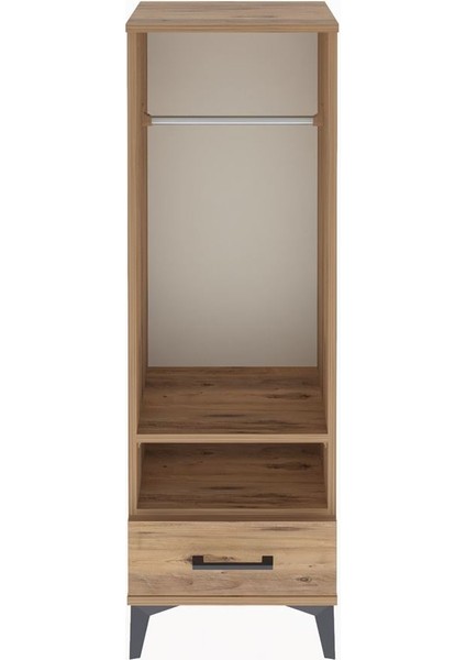 Arges Dolap 2 Raflı Tek Çekmeceli Tek Askılı 44X30X134 Çam-Çam
